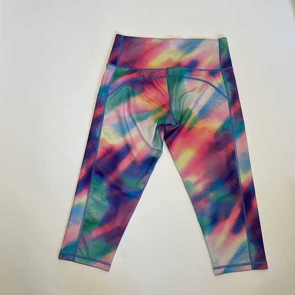 Adidas Climalite Cropped Leggings Size M Rainbow Watercolor - Picture 2 of 6